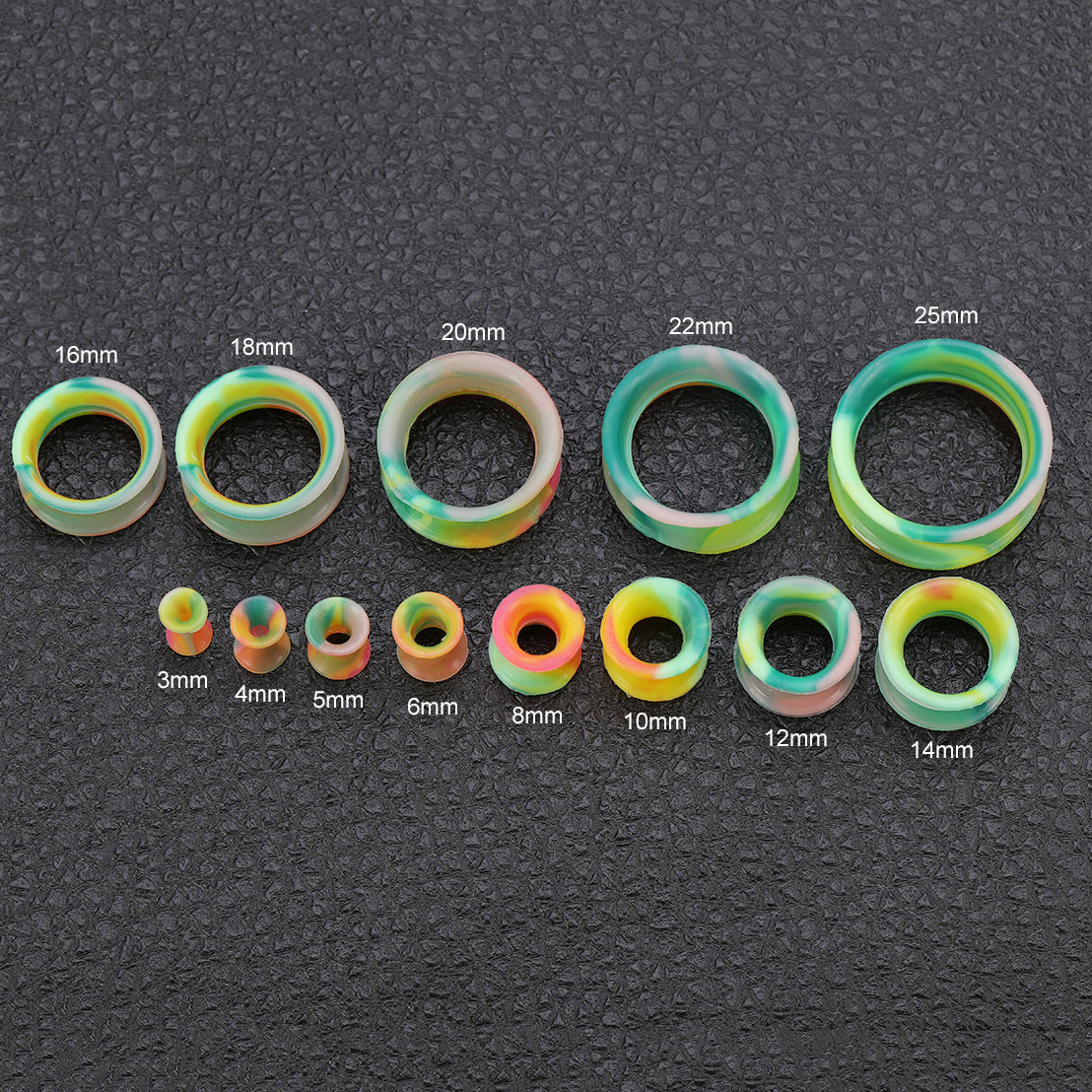 3-25mm-Thin-Silicone-Flexible-Green-Yellow-Red-Ear-plug-tunnel-Double-Flared-Expander-Ear-Gauges