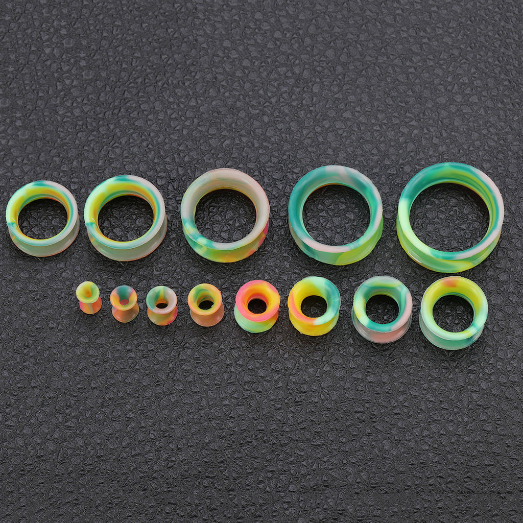 3-25mm-Thin-Silicone-Flexible-Green-Yellow-Red-Ear-Tunnels-Double-Flared-Expander-Ear-Gauges