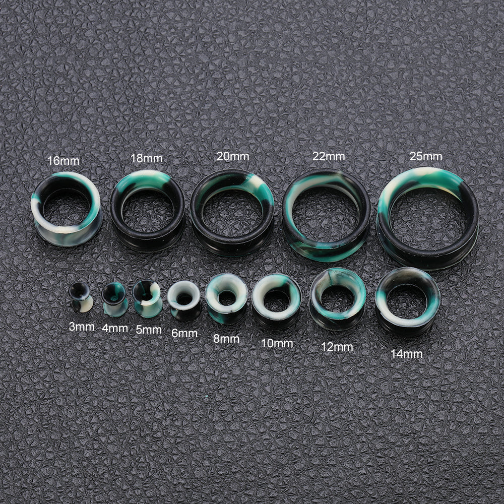 3-25mm-Thin-Silicone-Flexible-Black-Blue-White-Ear-plug-tunnel-Double-Flared-Expander-Ear-Gauges