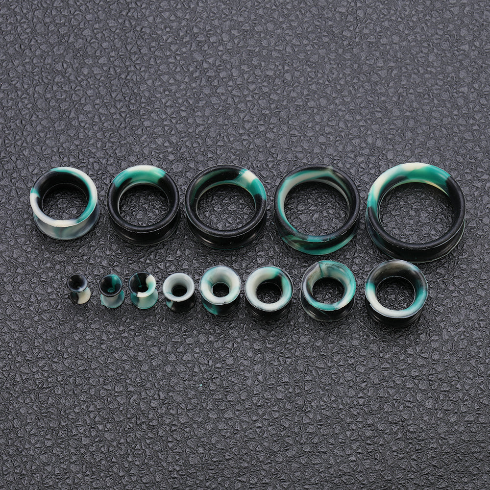 3-25mm-Thin-Silicone-Flexible-Black-Blue-White-Ear-Tunnels-Double-Flared-Expander-Ear-Gauges