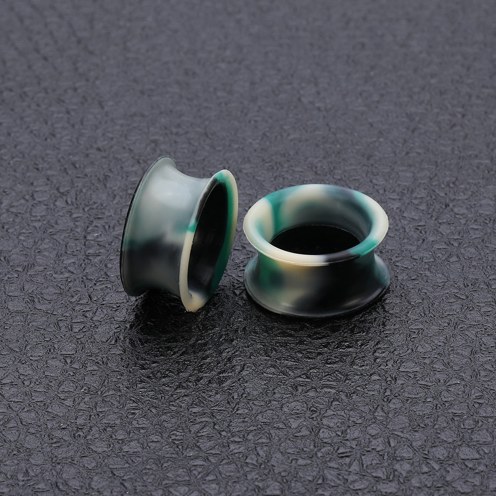 3-25mm-Thin-Silicone-Flexible-Black-Blue-White-Ear-Tunnels-Double-Flared-Expander-Ear-Stretchers