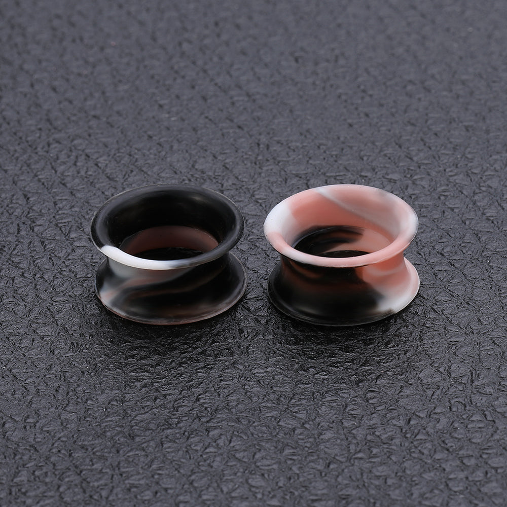 3-25mm-Thin-Silicone-Flexible-Black-Pink-White-Ear-Stretchers-Double-Flared-Expander-Ear-Gauges