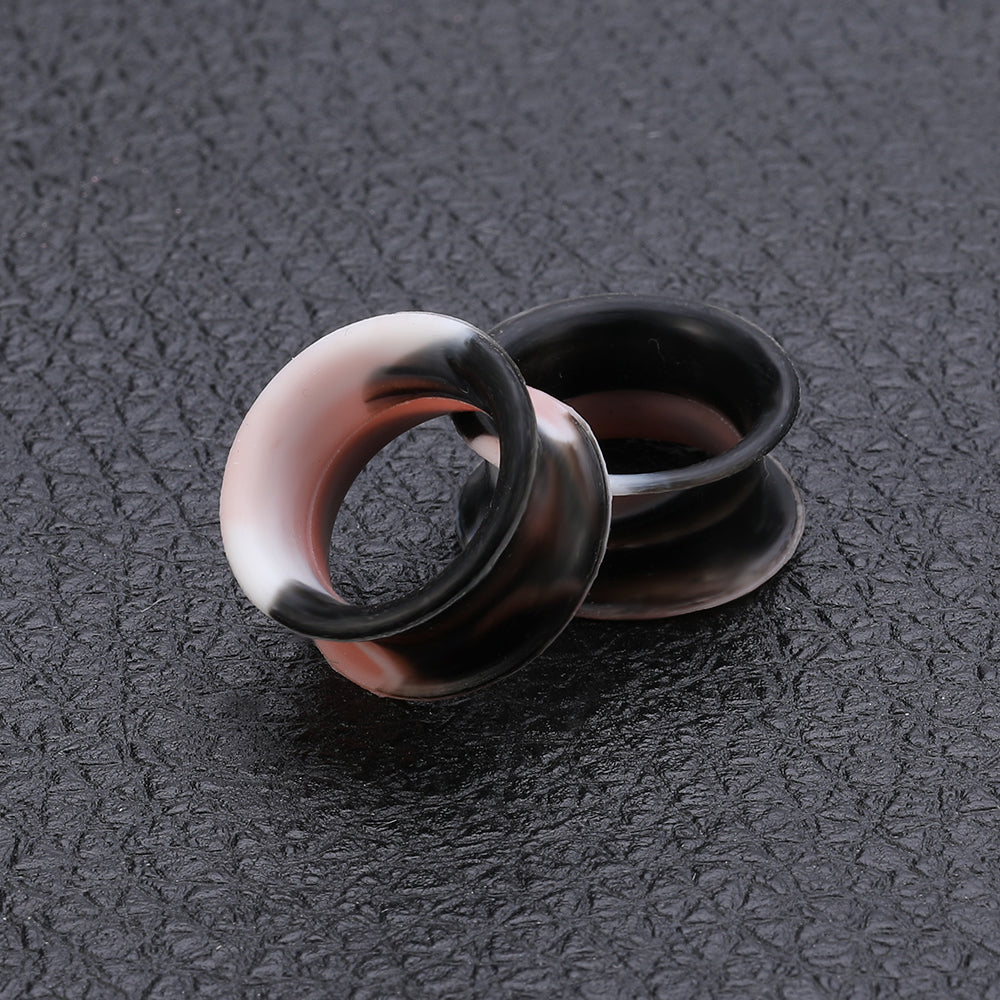 3-25mm-Thin-Silicone-Flexible-Red-Pink-White-Ear-Tunnels-Double-Flared-Expander-Ear-plugBlack