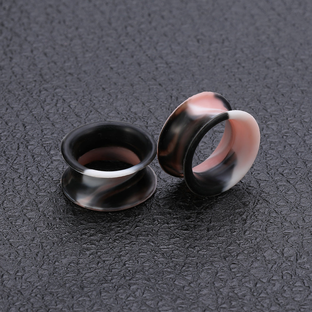 3-25mm-Thin-Silicone-Flexible-Black-Pink-White-Ear-Tunnels-Double-Flared-Expander-Ear-Stretchers