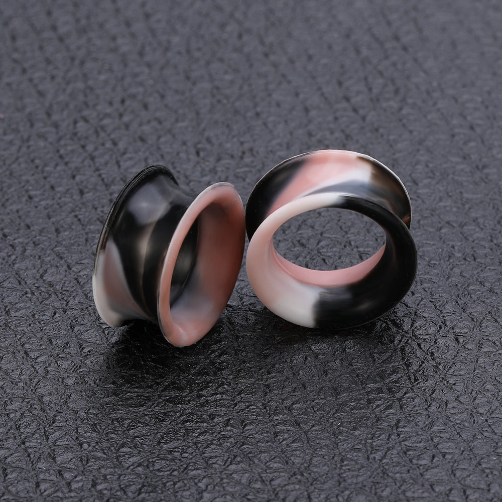 3-25mm-Thin-Silicone-Flexible-Black-Pink-White-Ear-Tunnels-Double-Flared-Expander-Ear-plug-tunnel