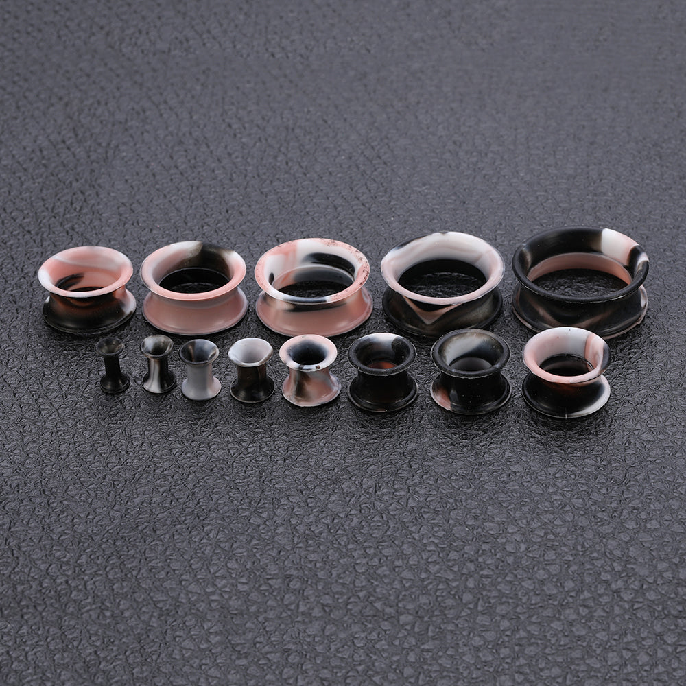 3-25mm-Thin-Silicone-Flexible-Black-Pink-White-Ear-plug-Double-Flared-Expander-Ear-Gauges