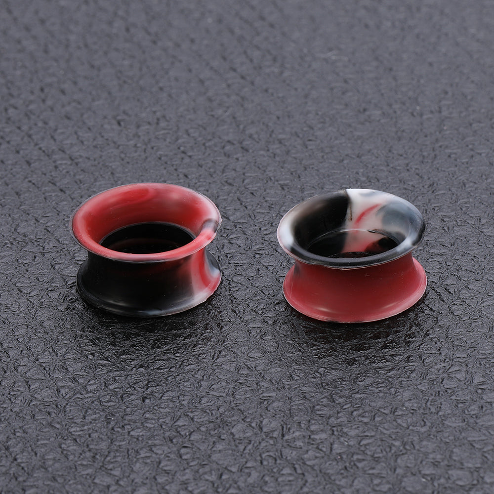 3-25mm-Thin-Silicone-Flexible-Black-White-Red-Ear-Stretchers-Double-Flared-Expander-Ear-Gauges