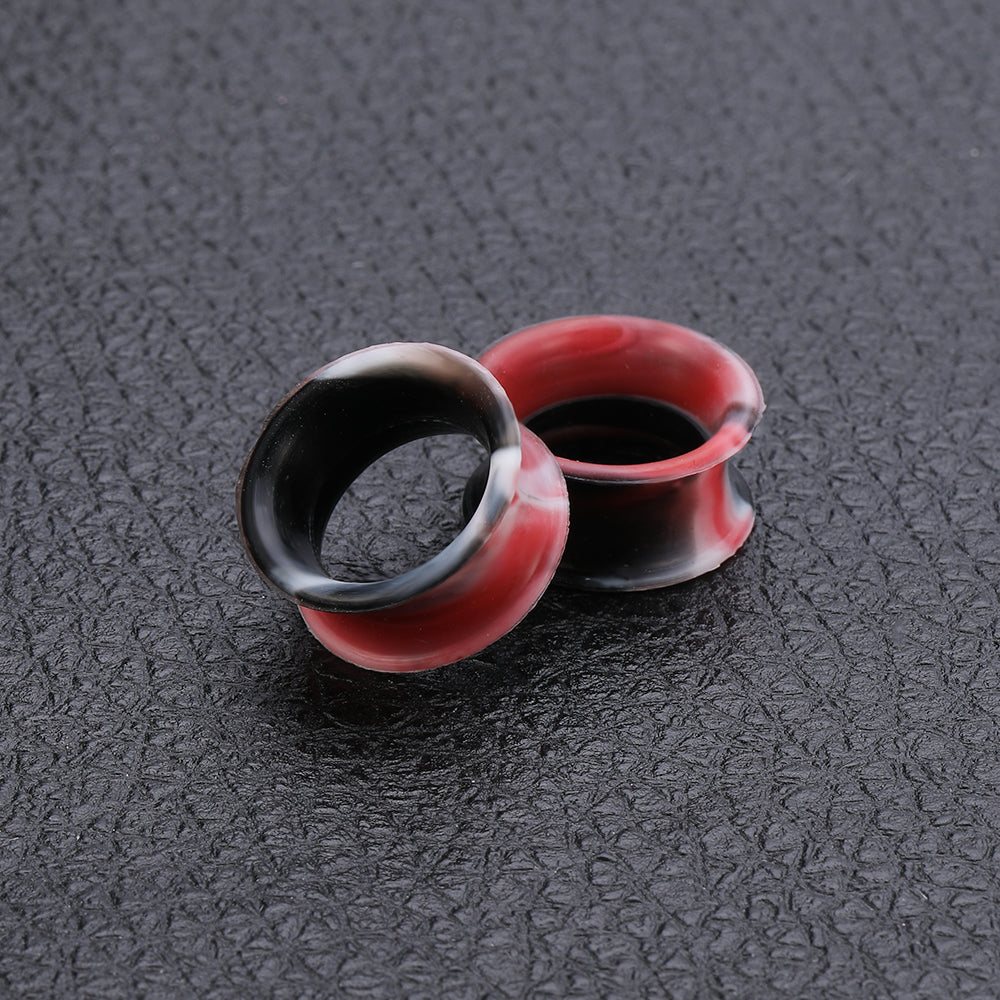 3-25mm-Thin-Silicone-Flexible-Black-White-Red-Ear-Tunnels-Double-Flared-Expander-Ear-plug