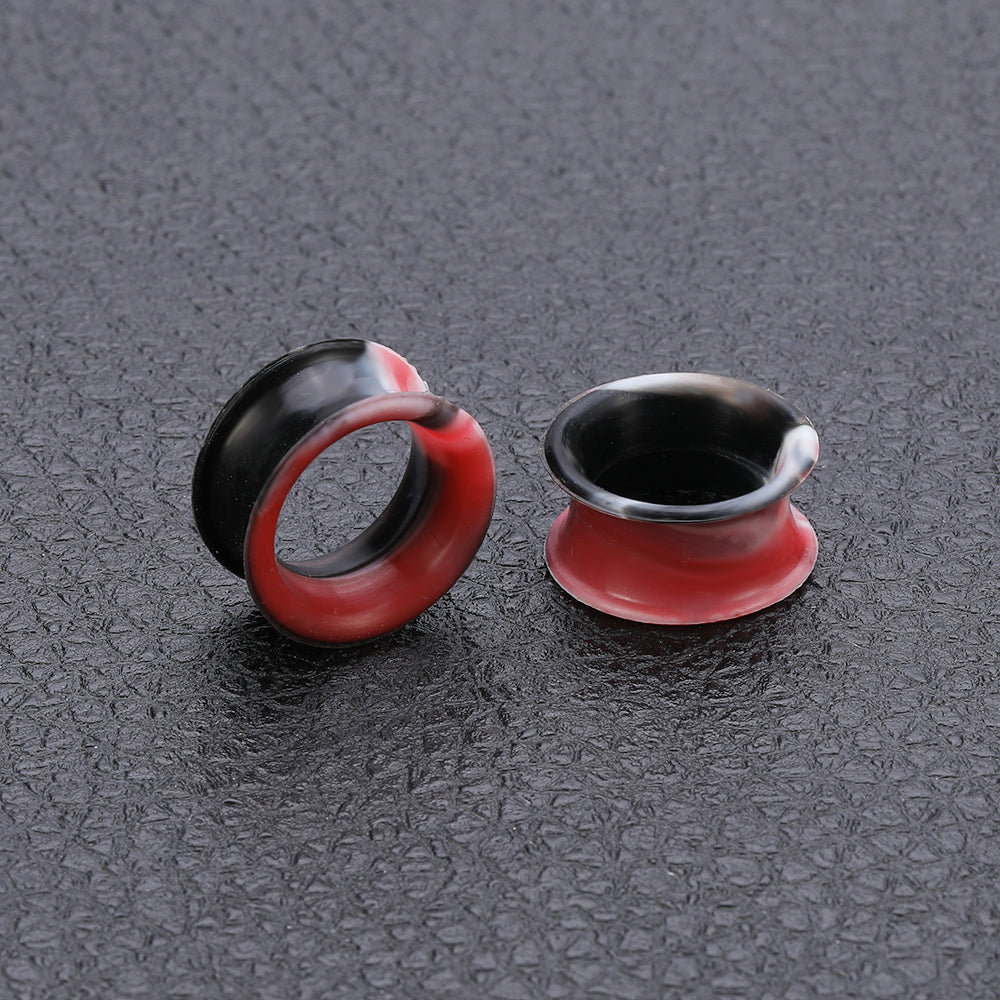 3-25mm-Thin-Silicone-Flexible-Black-White-Red-Ear-Tunnels-Double-Flared-Expander-Ear-Stretchers