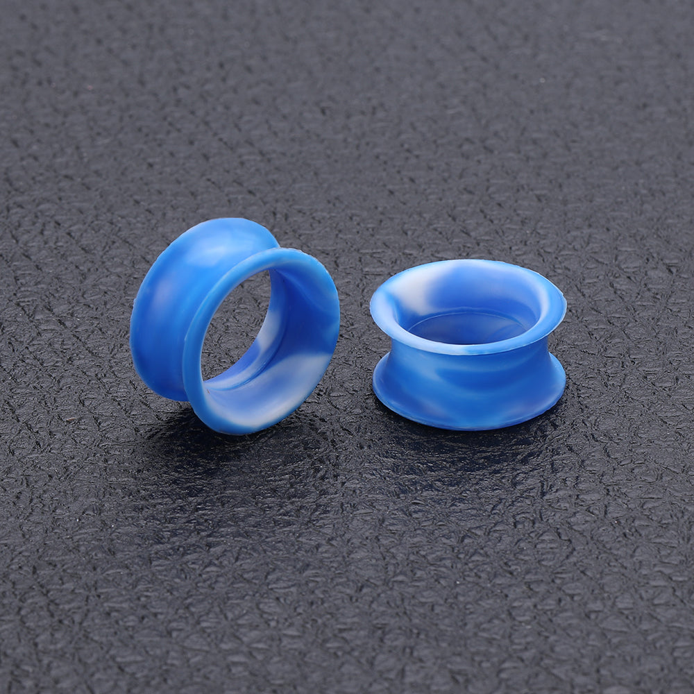 3-25mm-Thin-Silicone-Flexible-Blue-White-Ear-Tunnels-Double-Flared-Expander-Ear-plug