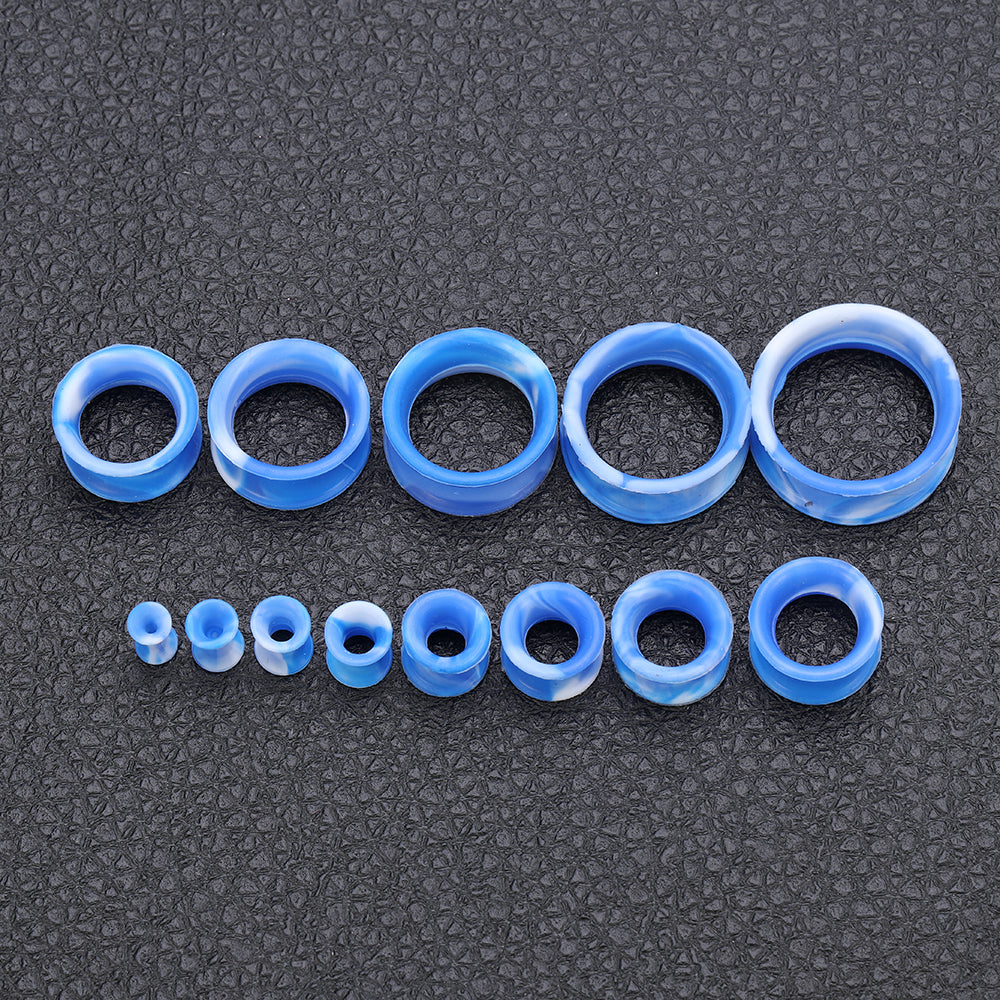 3-25mm-Thin-Silicone-Flexible-Blue-White-Ear-Tunnels-Double-Flared-Expander-Ear-Gauges