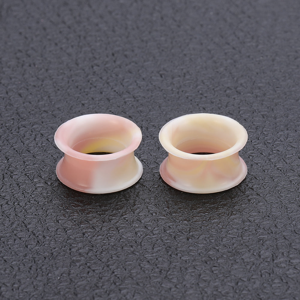 3-25mm-Thin-Silicone-Flexible-Pink-Yellow-White-Ear-Stretchers-Double-Flared-Expander-Ear-Gauges