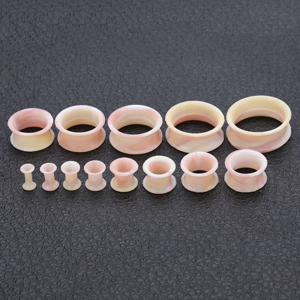 3-25mm-Thin-Silicone-Flexible-Pink-Yellow-White-Ear-plug-Double-Flared-Expander-Ear-Gauges