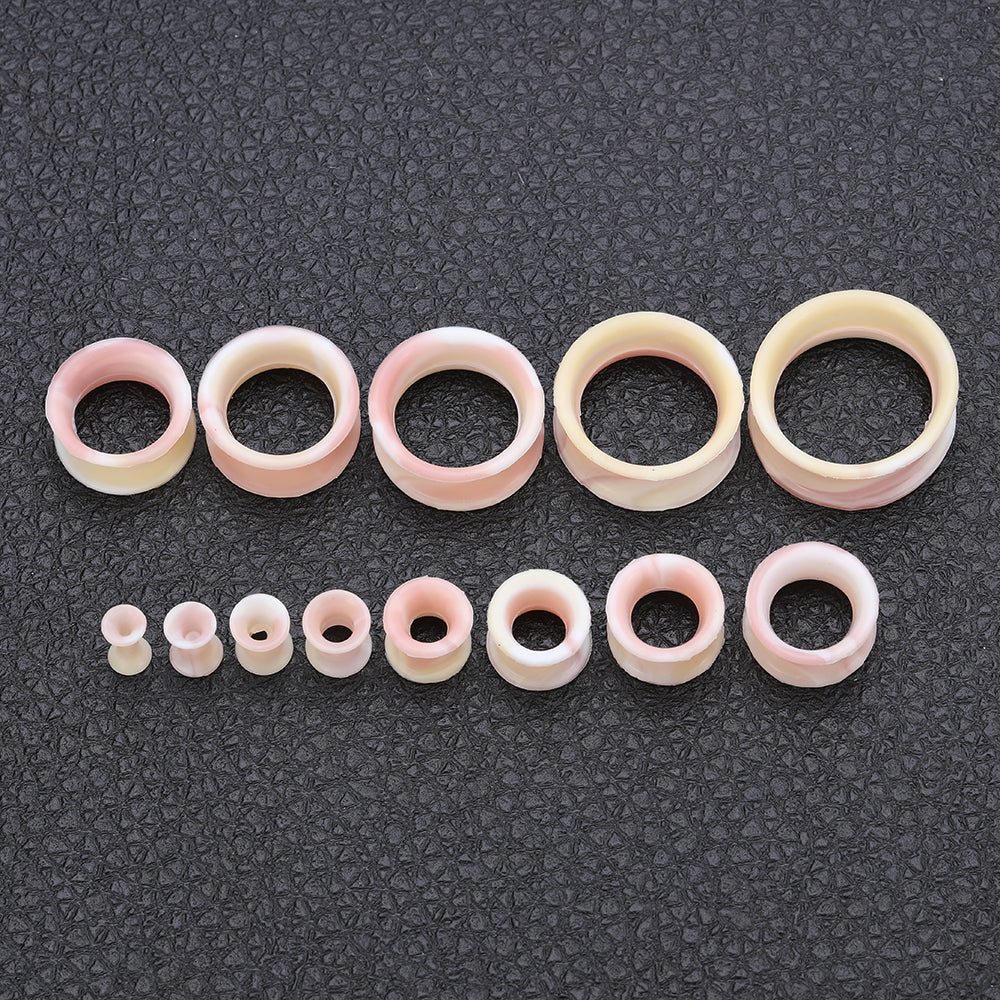 3-25mm-Thin-Silicone-Flexible-Pink-Yellow-White-Ear-Tunnels-Double-Flared-Expander-Ear-Gauges
