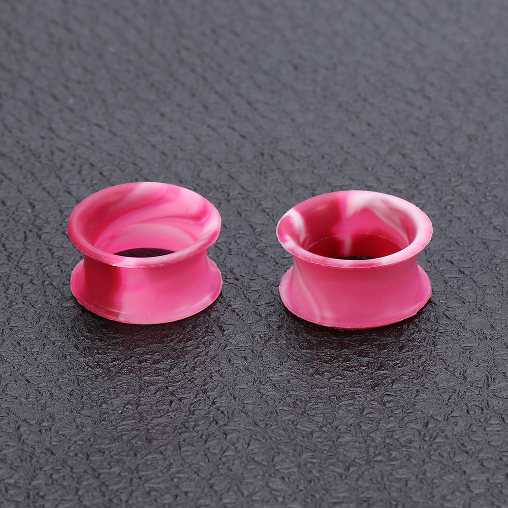 3-25mm-Thin-Silicone-Flexible-Red-Pink-White-Ear-Stretchers-Double-Flared-Expander-Ear-Gauges