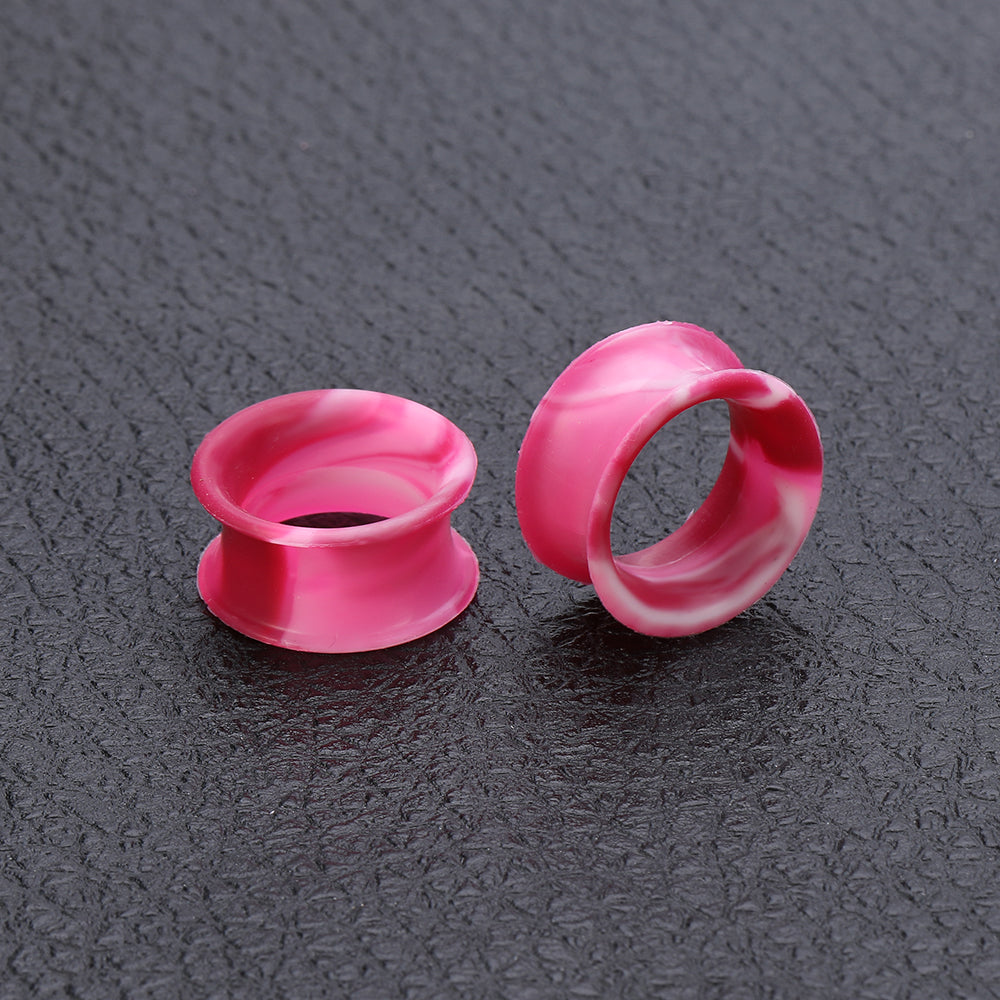 3-25mm-Thin-Silicone-Flexible-Red-Pink-White-Ear-Tunnels-Double-Flared-Expander-Ear-plug