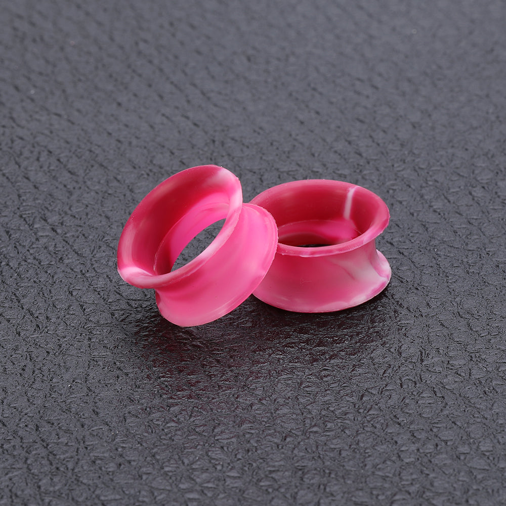 3-25mm-Thin-Silicone-Flexible-Red-Pink-White-Ear-Tunnels-Double-Flared-Expander-Ear-Stretchers