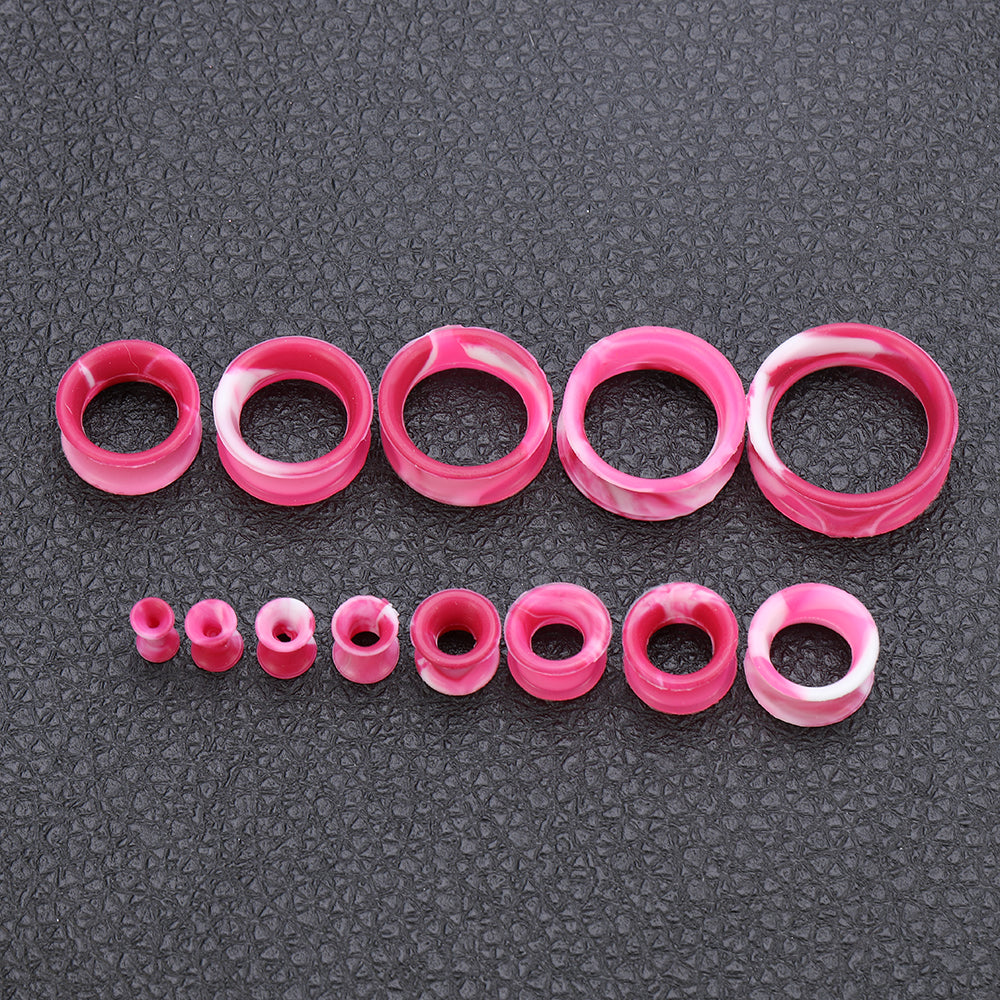 3-25mm-Thin-Silicone-Flexible-Red-Pink-White-Ear-Tunnels-Double-Flared-Expander-Ear-Gauges