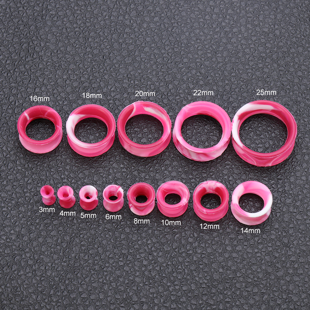 3-25mm-Thin-Silicone-Flexible-Red-Pink-White-Ear-plug-tunnel-Double-Flared-Expander-Ear-Gauges