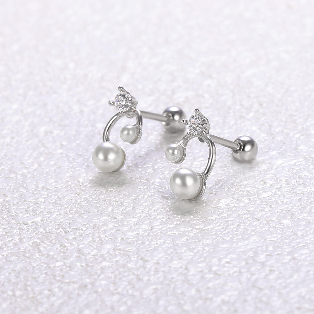 20G Pearl Stud Earring Crystal Ear Stud Jewelry