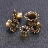 1-Pair-8-16mm-Golden-Flower-Ear-Plug-Tunnel-Vintage-Expander-Plugs-and-Tuunels-Piercings
