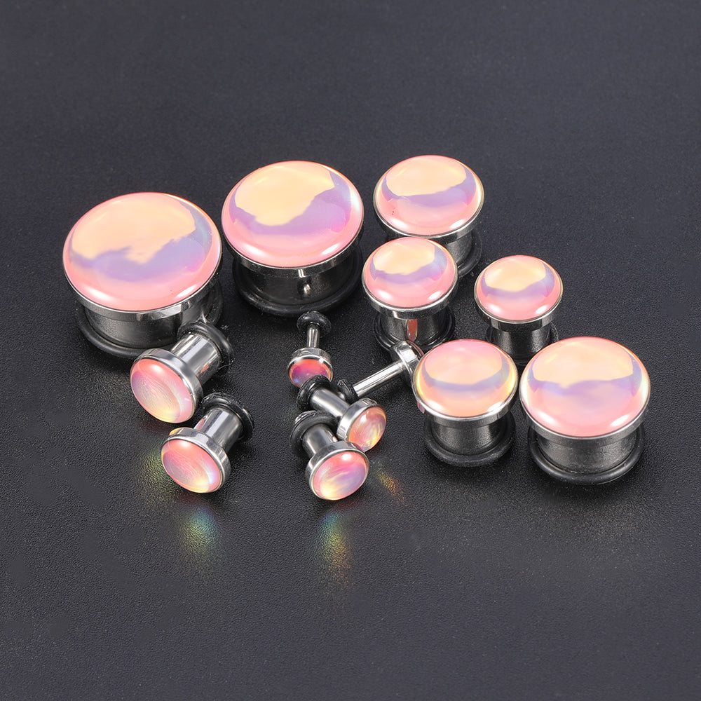 6-16mm-Stainless-Steel-Pink-Changing-Plugs-and-Tuunels-Single-Flare-Expander-Ear-Gauges