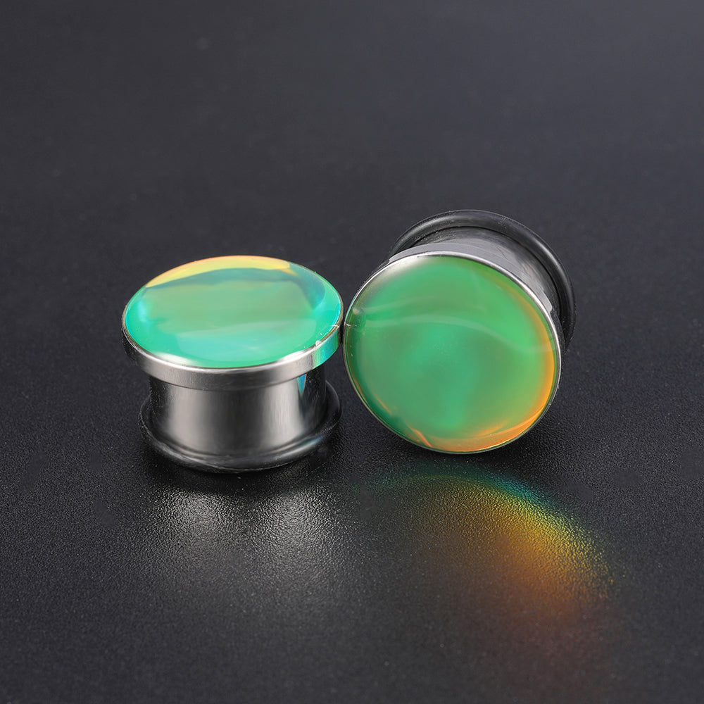 6-16mm-Stainless-Steel-Green-Changing-Ear-Tunnels-Single-Flare-Expander-Ear-Stretchers