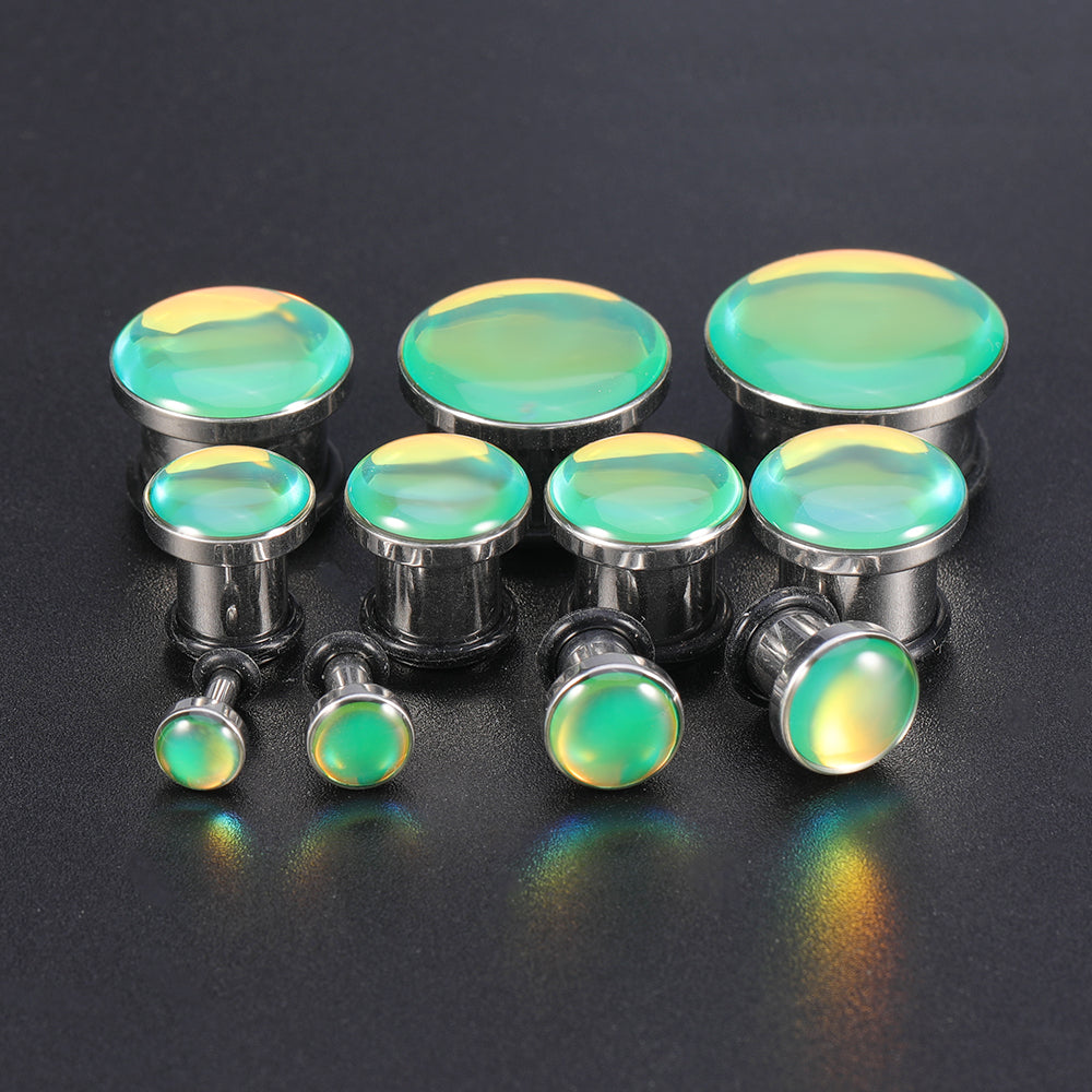 6-16mm-Stainless-Steel-Green-Changing-Ear-Plug-Tunnel-Single-Flare-Expander-Ear-Gauges