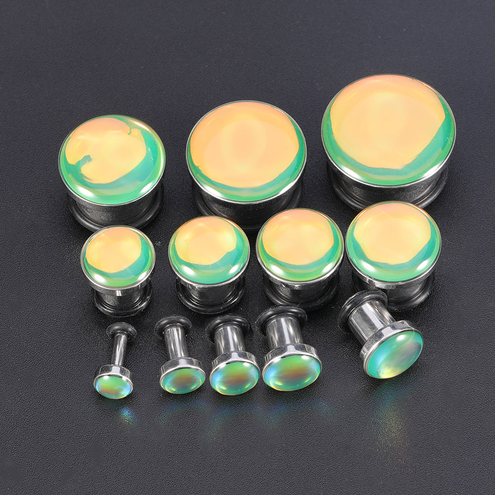 6-16mm-Stainless-Steel-Green-Changing-Plugs-and-Tuunels-Single-Flare-Expander-Ear-Gauges
