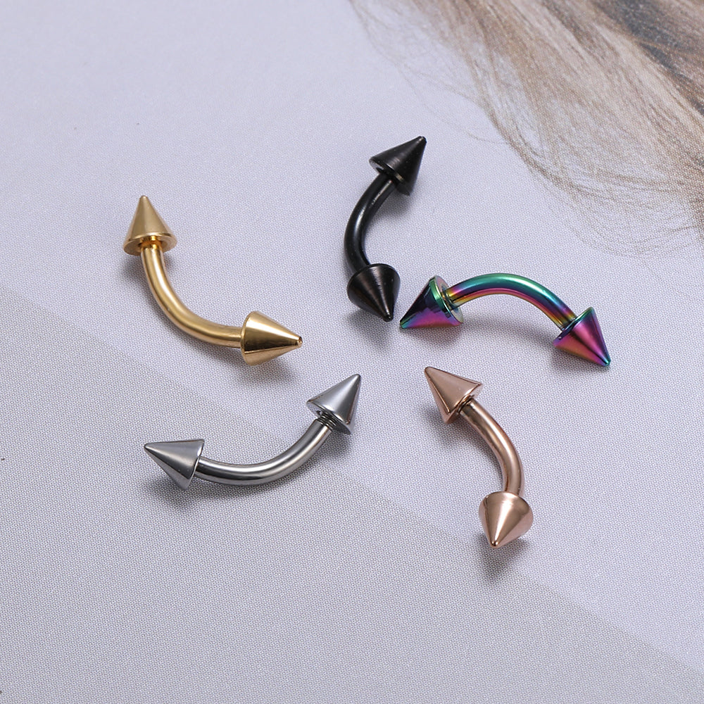 16g Eyebrow Ring Piercing Spike Barbell Curved Rook Helix Daith Piercing