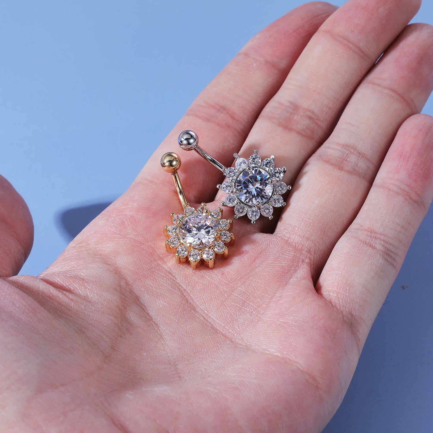 Flower-Zirconia-Inlay-Belly-Button-Rings