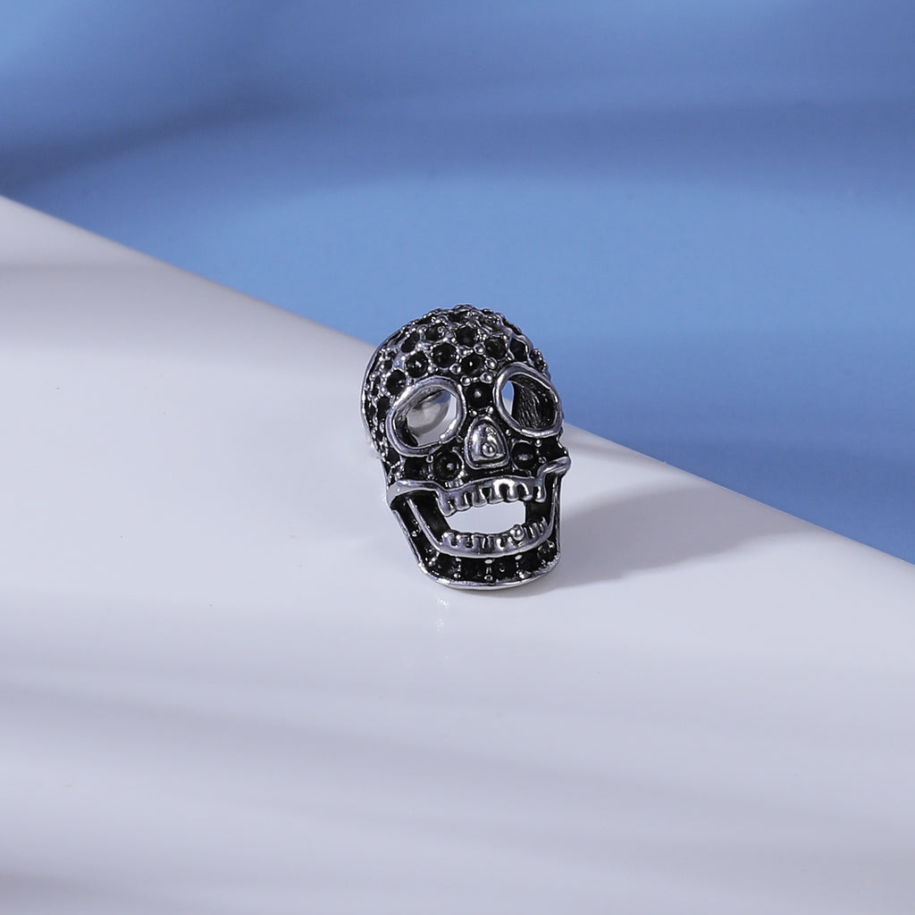 16G Grid Skull Stud Earring Black Crystal Ear Stud Jewelry