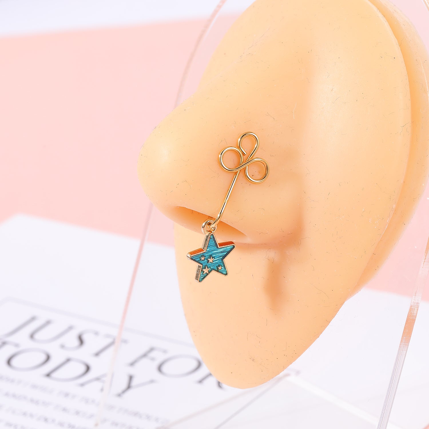 16g-gold-stainless-steel-u-shaped-nose-clip-drop-blue-star-moon-fake-nose-ring