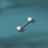 2pcs 14G White Opal Nipple Barbell Ring Claw Nipple Piercing