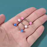 2pcs 14G Pink Opal Nipple Barbell Ring Claw Nipple Piercing