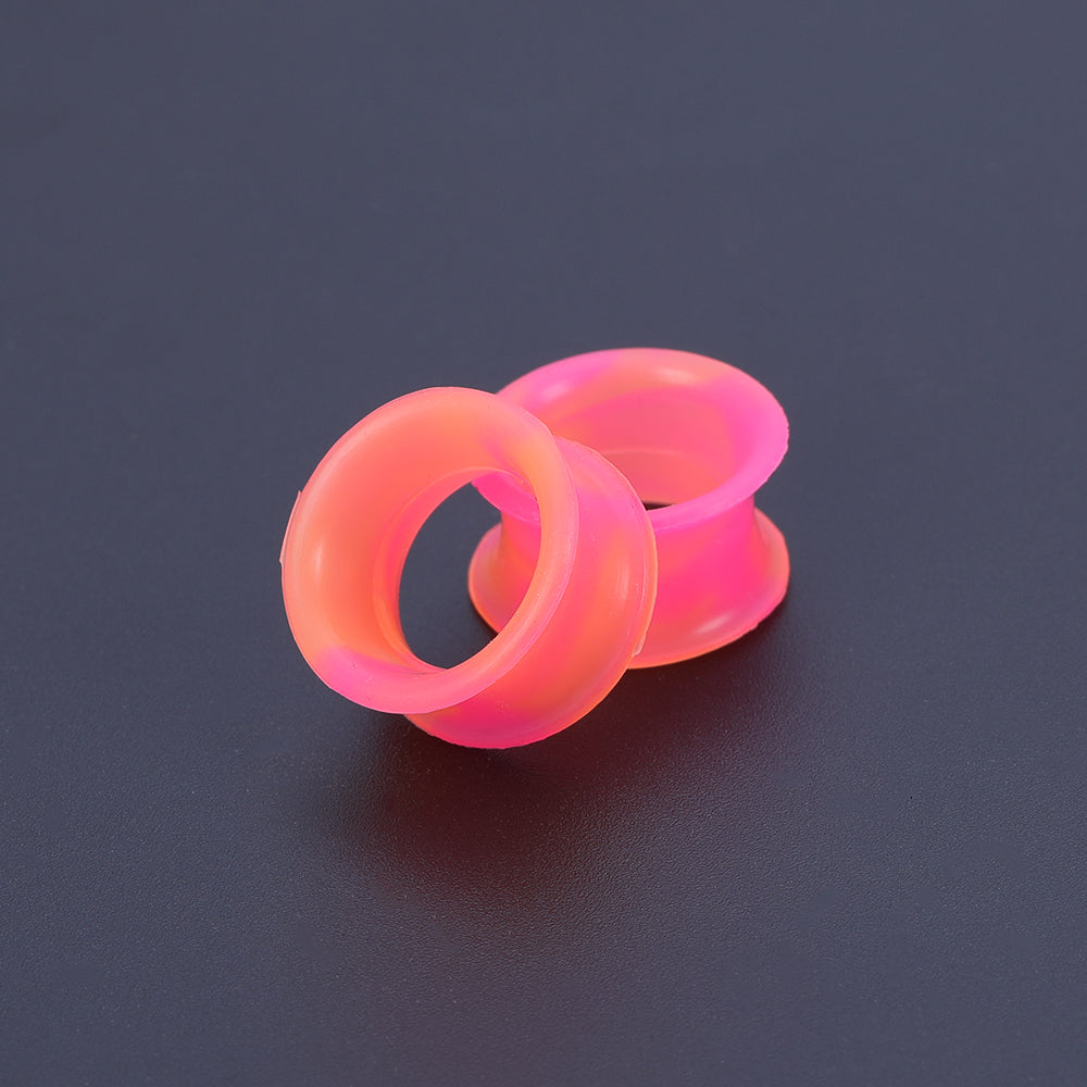 5-22mm-Thin-Silicone-Flexible-Pink-Orange-Ear-plug-Double-Flared-Expander-Ear-Gauges
