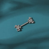 2pcs 14G Plug-in Nipple Ring CZ Crystal Nipple Piercing Jewelry
