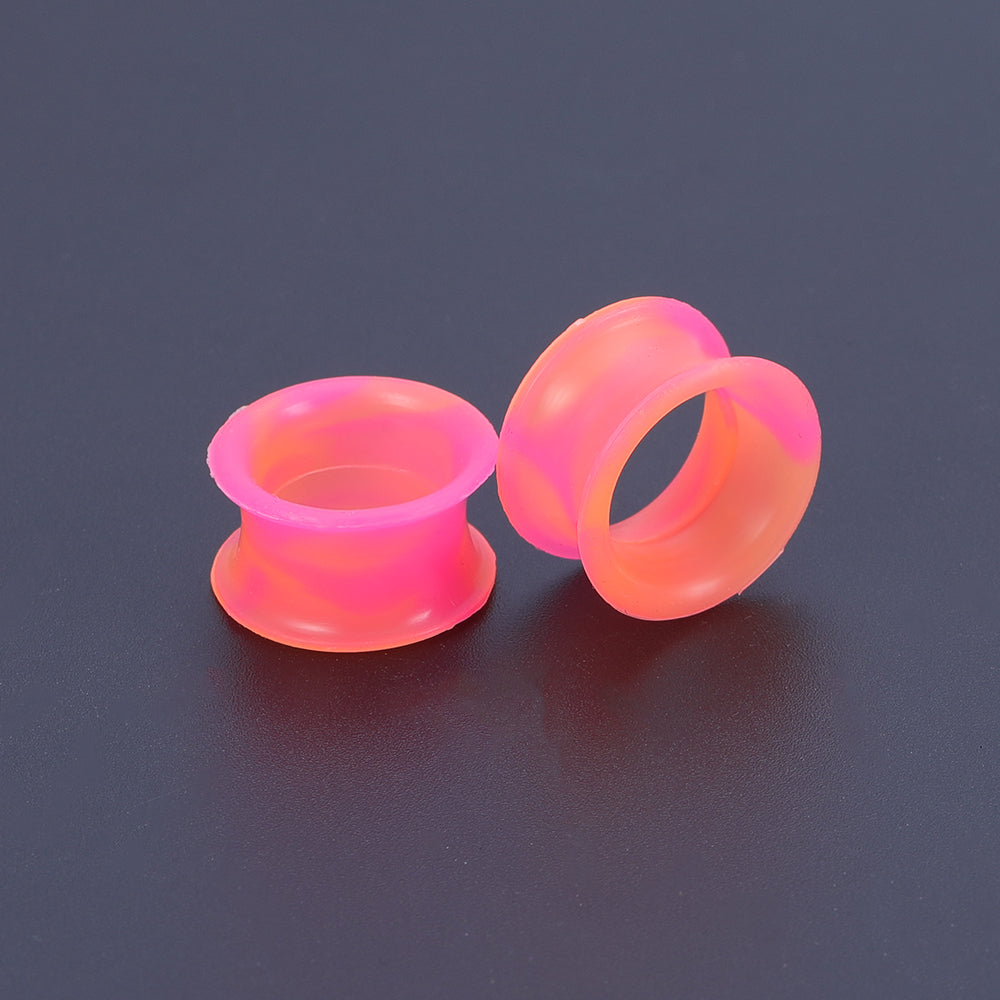 5-22mm-Thin-Silicone-Flexible-Pink-Orange-Ear-plug-tunnel-Double-Flared-Expander-Ear-Gauges