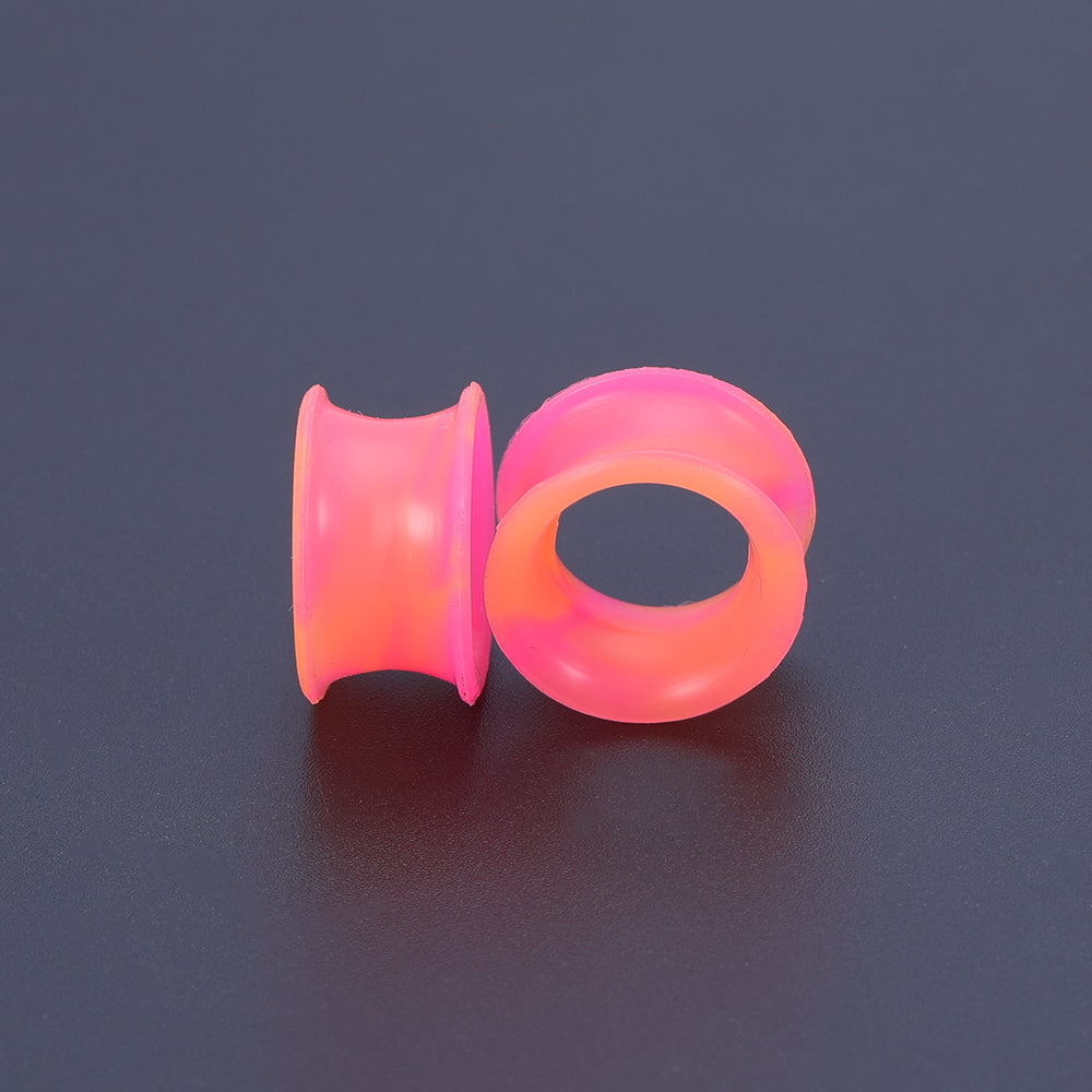 5-22mm-Thin-Silicone-Flexible-Pink-Orange-Plugs-and-tuunels-Double-Flared-Expander-Ear-Gauges