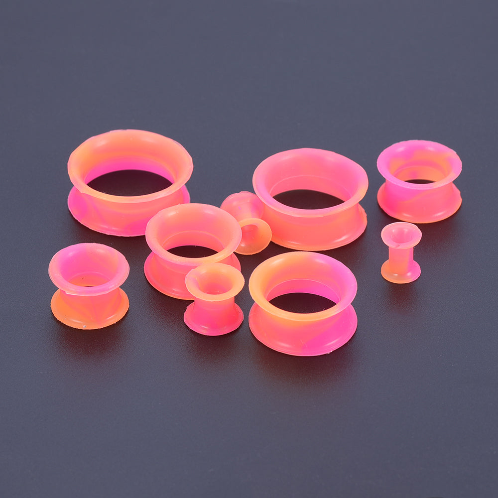 5-22mm-Thin-Silicone-Flexible-Pink-Orange-Ear-Tunnels-Double-Flared-Expander-Ear-plug-tunnel