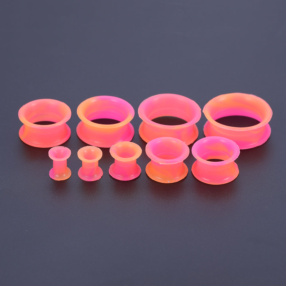 5-22mm-Thin-Silicone-Flexible-Pink-Orange-Ear-Stretchers-Double-Flared-Expander-Ear-Gauges