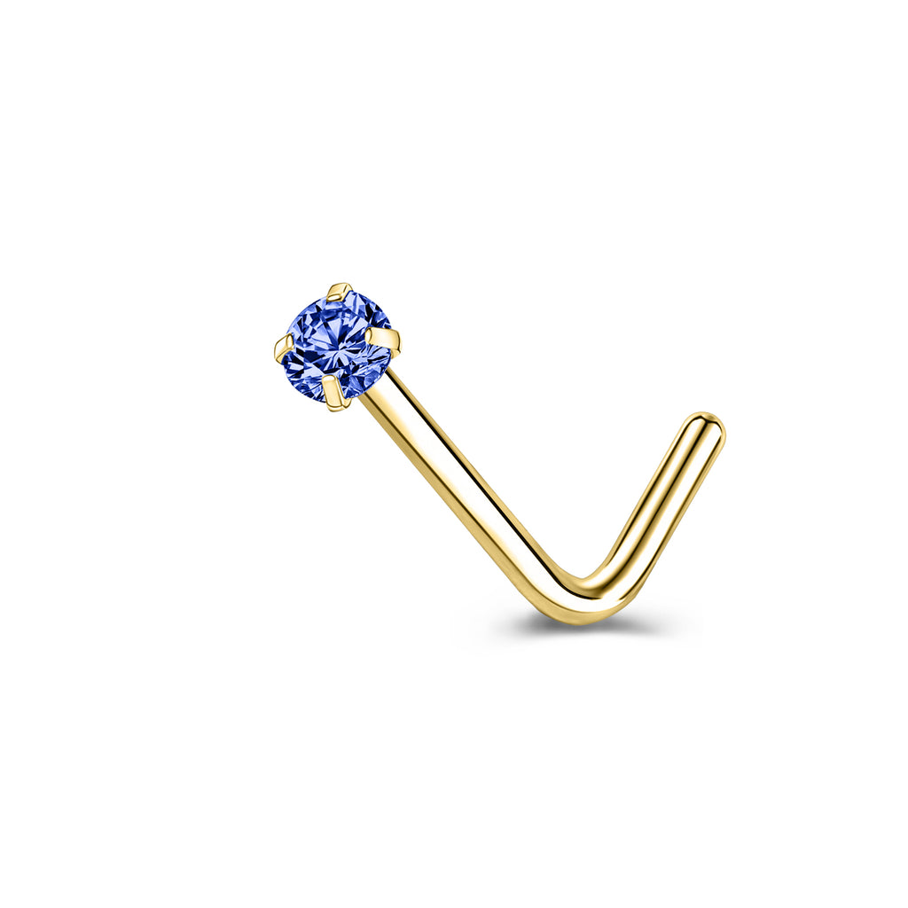 ZS | Nose Studs Piericng | Gold Plated Nose Rings | L Shape Corkscrew Nose Rings 3mm / Screw