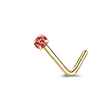20g Red Zircon Nose Studs Piericng Gold Plated L Shape Corkscrew Nose Rings