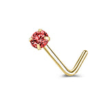 20g Red Zircon Nose Studs Piericng Gold Plated L Shape Corkscrew Nose Rings