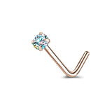20g AB Zircon Nose Studs Piericng Rose Gold Plated L Shape Corkscrew Nose Rings