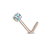 20g AB Zircon Nose Studs Piericng Rose Gold Plated L Shape Corkscrew Nose Rings
