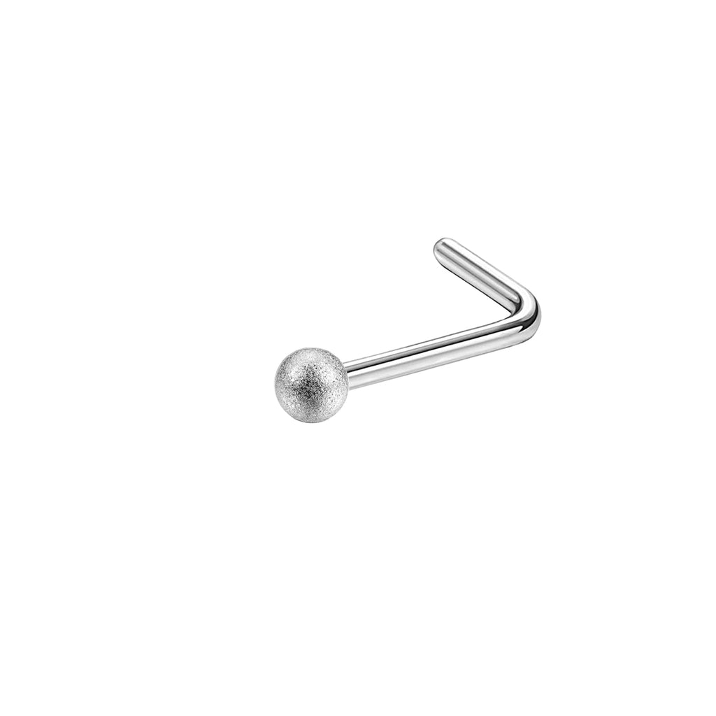 20G Frosted Ball Nose Studs Piercing Nose Bone Shape L Shape Crokscrew Nose Rings Stainless Steel Nostril Piercing