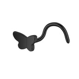 20G Black Butterfly Nose Studs Piercing Nose Bone Shape L Shape Crokscrew Nose Rings Stainless Steel Nostril Piercing