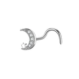 20g Moon Star Nose Rings Piercing Crystal Corkscrew Nose Studs