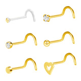 6Pcs-Set-Gold-Nose-Stud-Rings-Clear-Bioflex-Nose-Screw-Piercing-Economic-Set